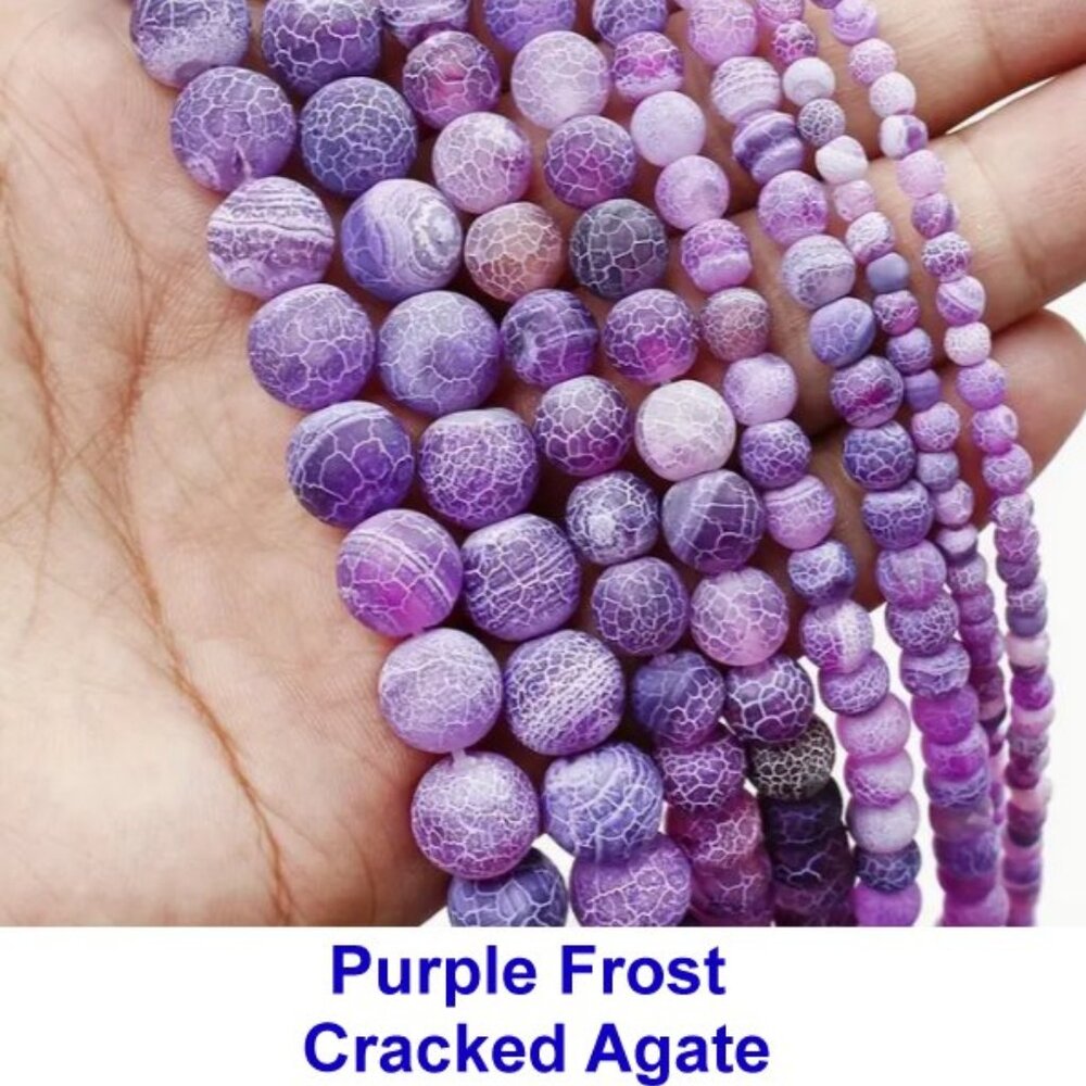 Purple Frost Cracked Agate  15" Strand!!!   8mm